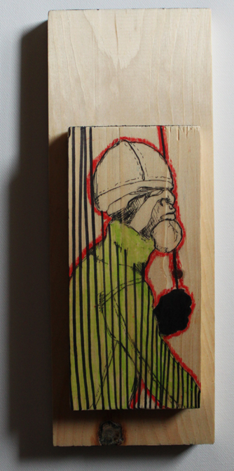 Aggregate, 2014, mixed media on wood, 4.5" x 12.25" x 1.63